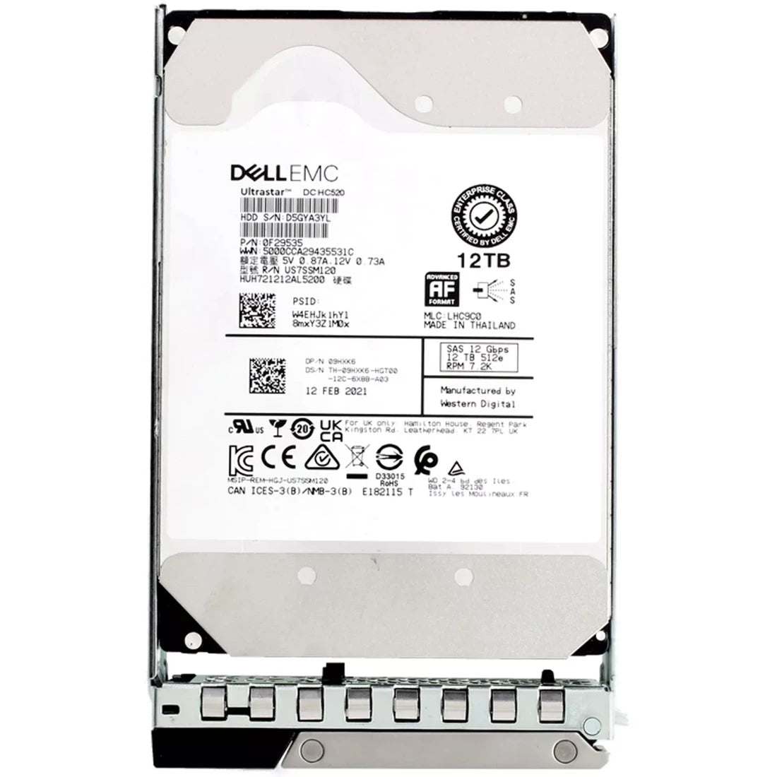 Dell 9HXK6 12TB 7.2k NL SAS 12Gbps 512e 256MB 3.5inch 14G Hot Plug Hdd