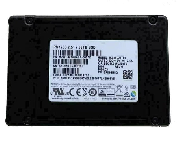 Samsung MZWLJ7T6HALA-0007C PM1733 Series 7.68TB PCI Express NVMe 4.0 x4 Dual Port 2.5-Inch Solid State Drive