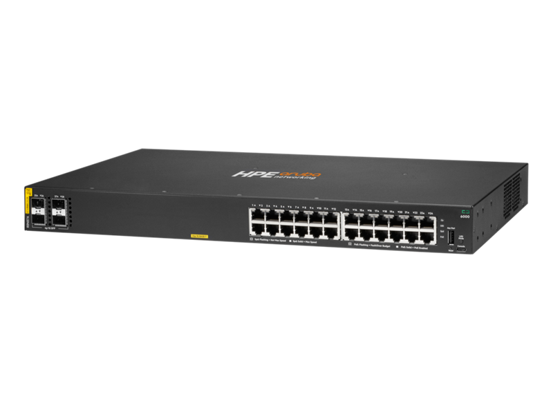 HPE Aruba Networking CX 6000 24G Class4 PoE 4SFP 370W Switch
