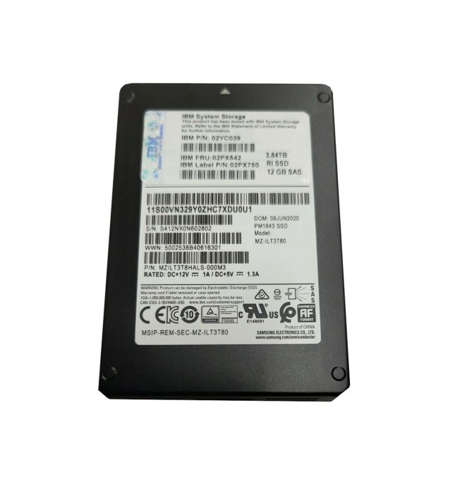 IBM 3.84TB SAS 12Gb/s 2.5-inch Solid State Drive (SSD) with Carrier for FlashSystem 5015 5035 and Storwize V5000E