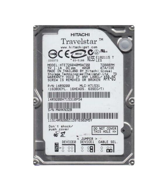 Hitachi / IBM 40GB 7200RPM ATA 2.5-inch Hard Drive
