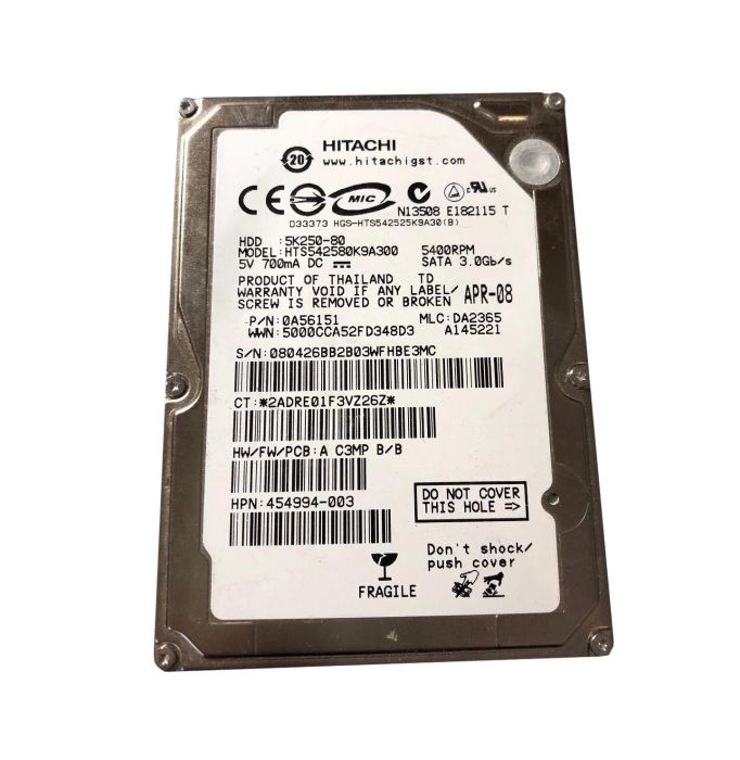 Hitachi Travelstar 5K250 80GB 5400RPM SATA 1.5Gb/s 8MB Cache 2.5-inch Hard Drive