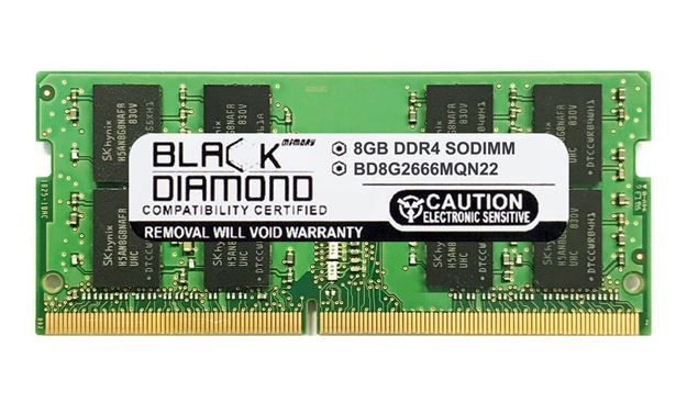 Black Diamond 8GB DDR4-2666MHz PC4-21300 non-ECC Unbuffered CL19 260-Pin SoDIMM 1.2V 2Rx8 Memory Module