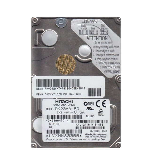 Hitachi DK23AA Series 6GB 4200RPM ATA-66 512KB Cache 2.5-inch Hard Drive
