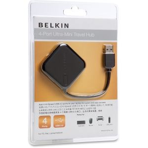 Belkin 4 Port USB 2.0 Ultra Mini Hub - 4 x USB 2.0 USB Downstream 1 x USB 2.0 USB Upstream - External