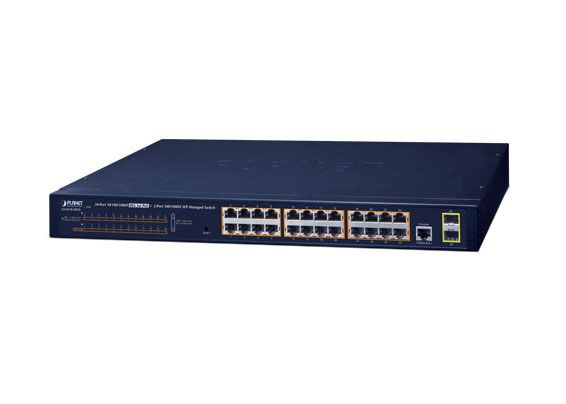 Planet 24 x Ports 10/100/1000Base-T PoE + 2 x Ports 100/1000Base-X SFP Layer 2 Managed Ethernet Switch