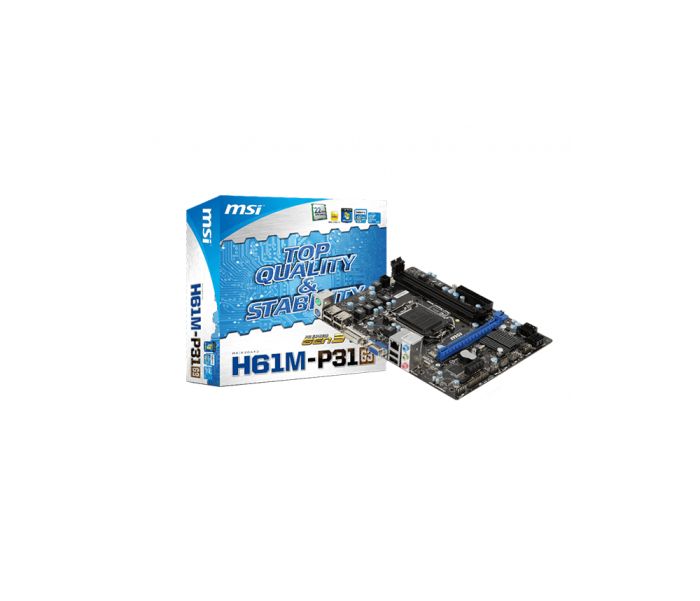 MSI Socket LGA 1155 Intel H61 Express Chipset DDR3 2x DIMM 4x SATA 3.0Gb/s Micro-ATX Motherboard