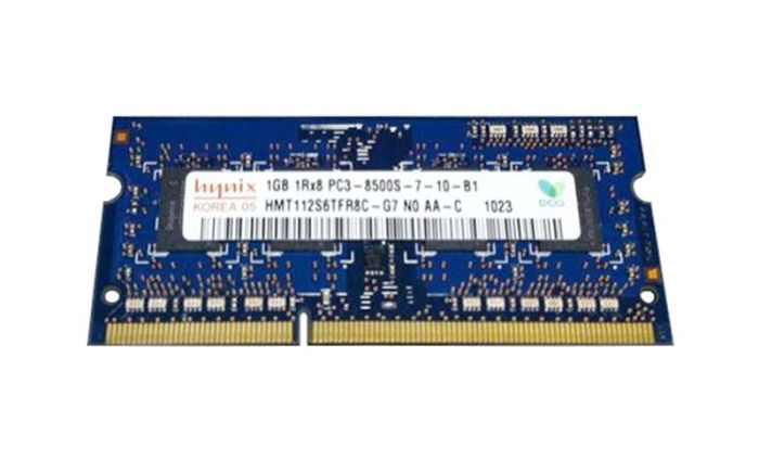 Hynix 1GB PC3-8500 DDR3-1066MHz non-ECC Unbuffered CL7 SoDIMM Single-Rank Memory Module
