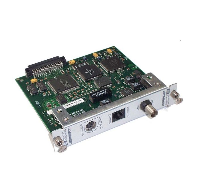 HP JetDirect 10Base-T Ethernet MIO BNC RJ-45 and 8-Pin Mini-DIN Connector Lan Interface Internal Print Server
