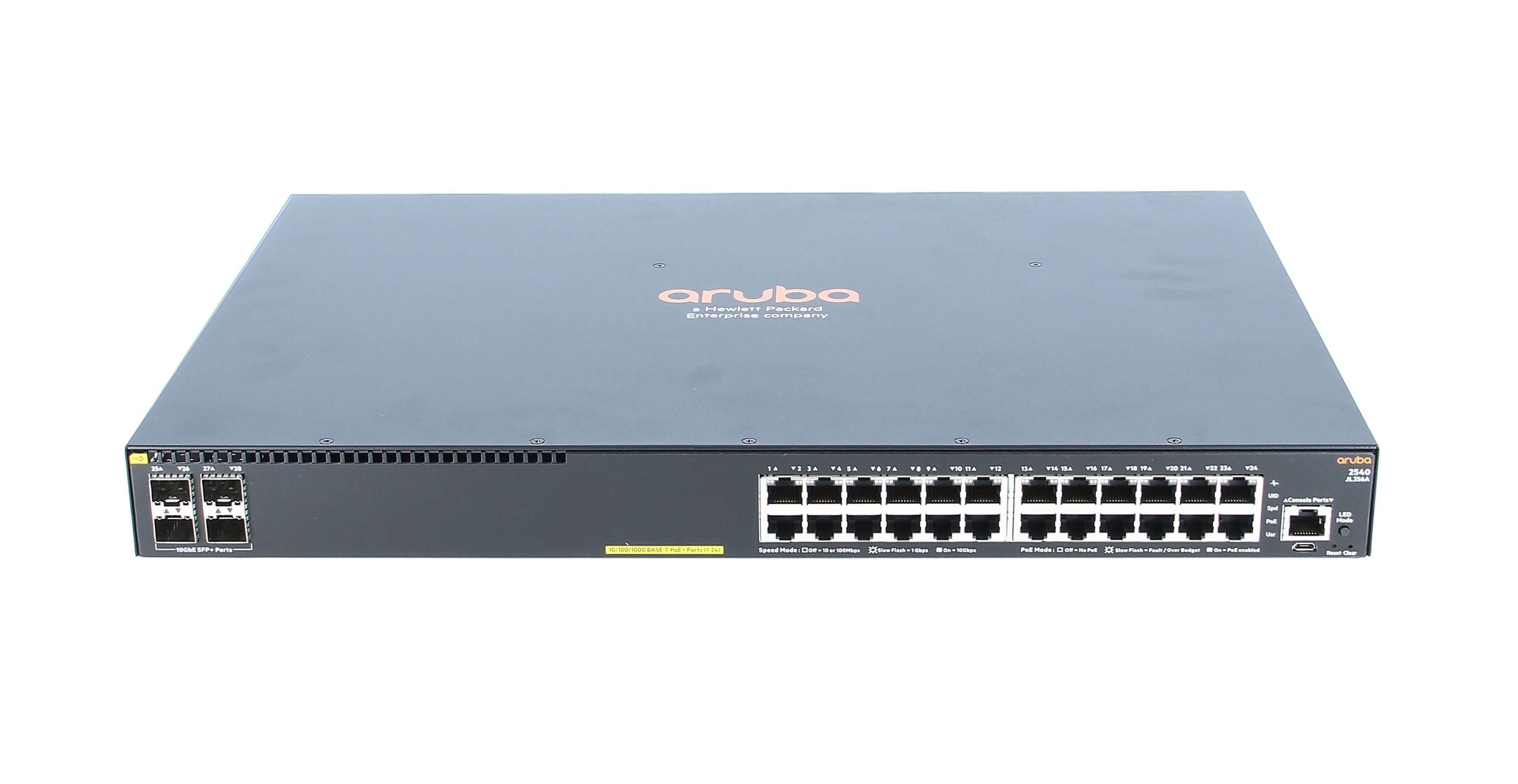HPE Aruba 2540 24G POE+ 4SFP+ Switch 24-Port Managed Desktop, Rack-mountable, Wall-mountable