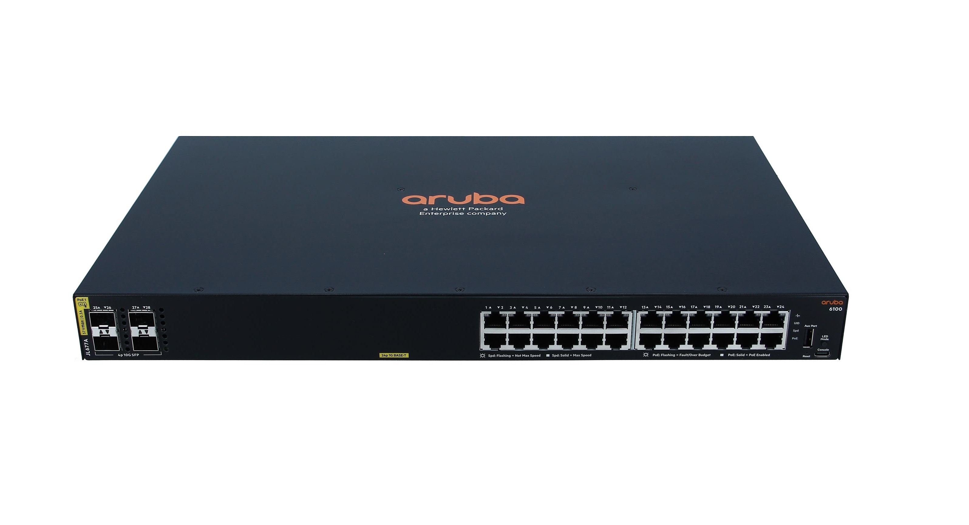 HPE Aruba 6100 24G Class4 POE 4SFP+ 370w Switch Switch -24 Ports Managed Rack-mountable