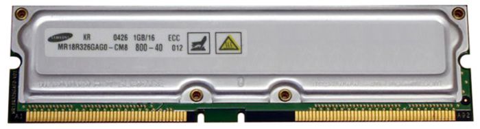 Samsung Rambus 1GB PC800 800MHz ECC Unbuffered 40ns 184-Pin RDRAM RIMM Memory