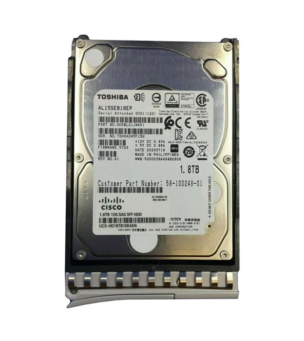 Cisco 1.8TB 10000RPM SAS 12Gb/s 2.5-inch Hard Drive for UCS C220 M5 Rack Server